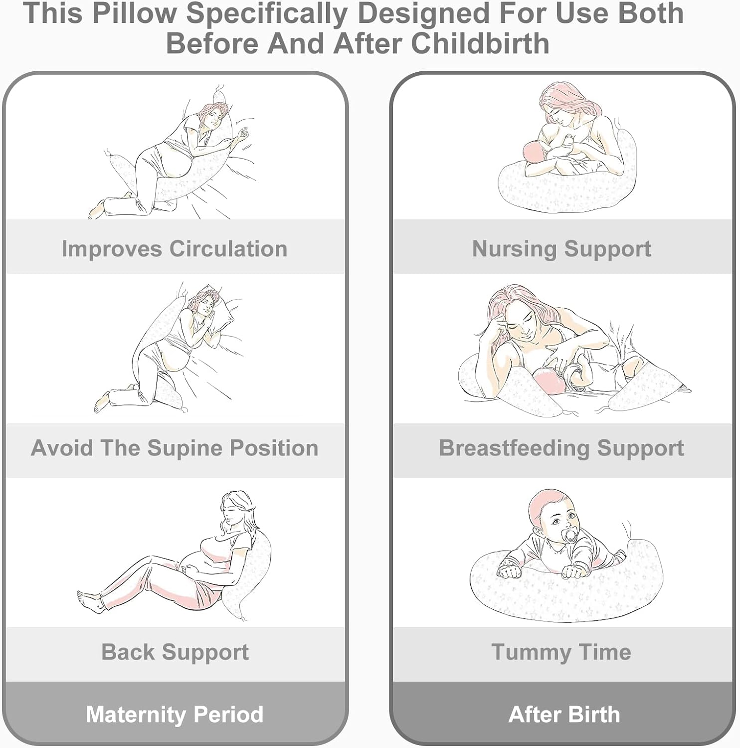 PinkFroggie 46" Long Pregnancy Pillow for Side Sleeping,Full Body Maternity Pillow with Removable Cover,Baby Comfort with Back Support,Versatile Surgery Recovery Support Cushion - Image 8